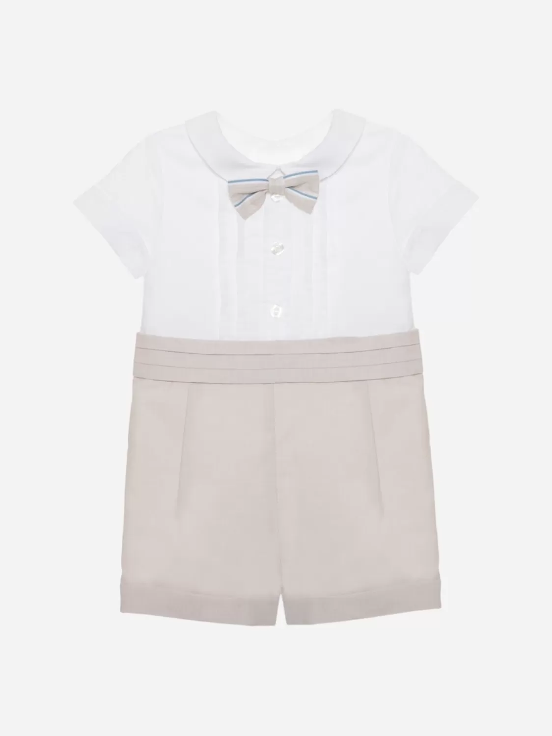 Baby Patachou Beige Jumpsuit Voor Jongens Met Strik