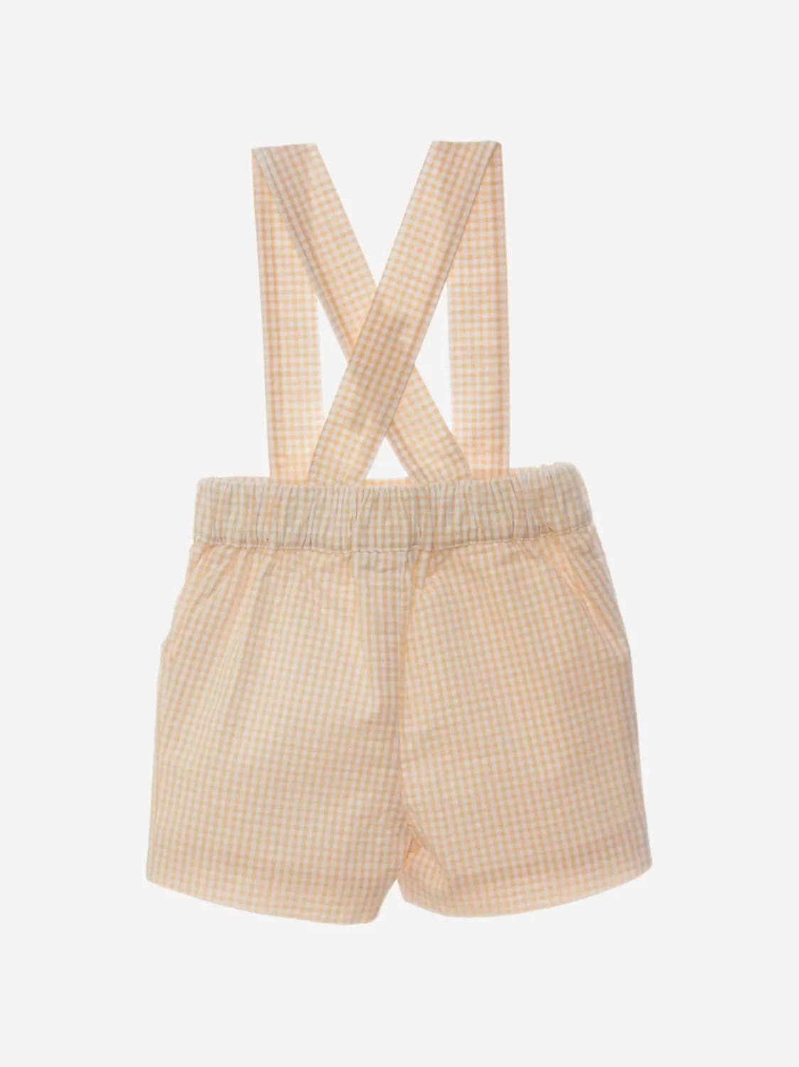 Baby Patachou Beige Seersucker Geruite Overall Short