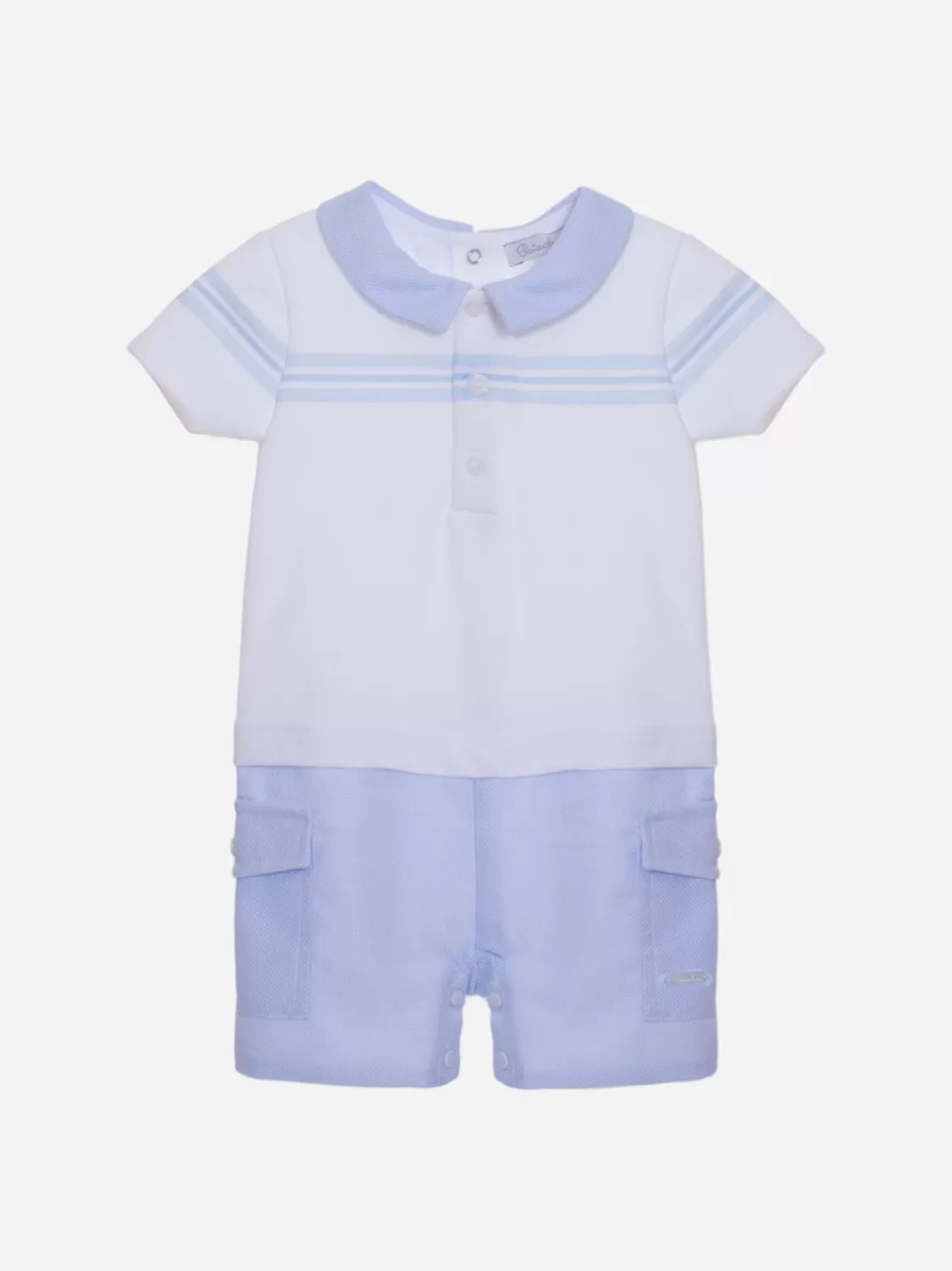 Baby Patachou Blauw En Wit Babyjongen Jumpsuit