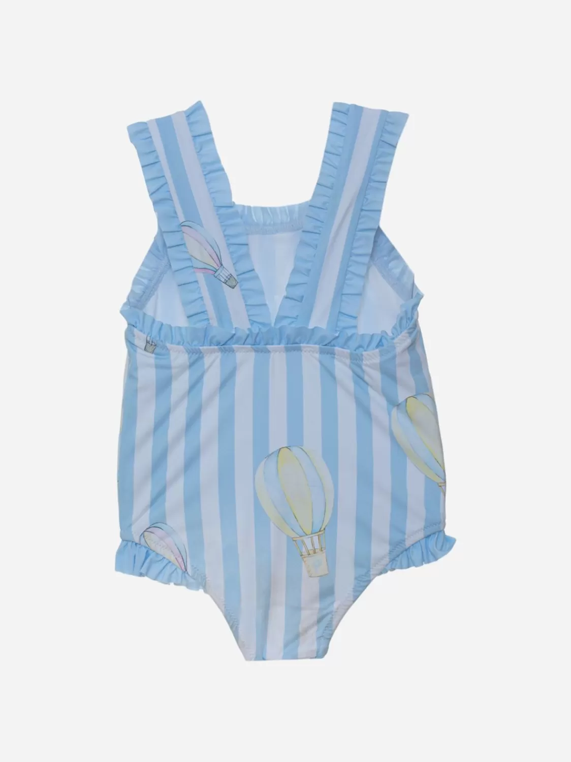 Baby Patachou Blauw Gestreept Badpak Voor Meisjes Met Exclusieve Luchtballonnenprint