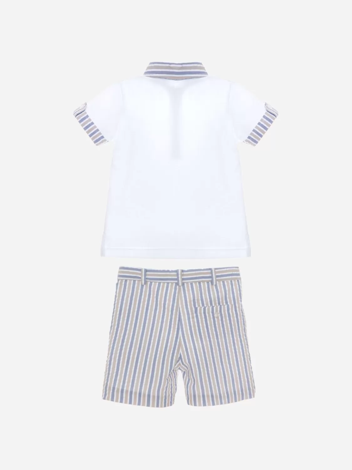 Baby Patachou Blauw/Beige Strepen Set