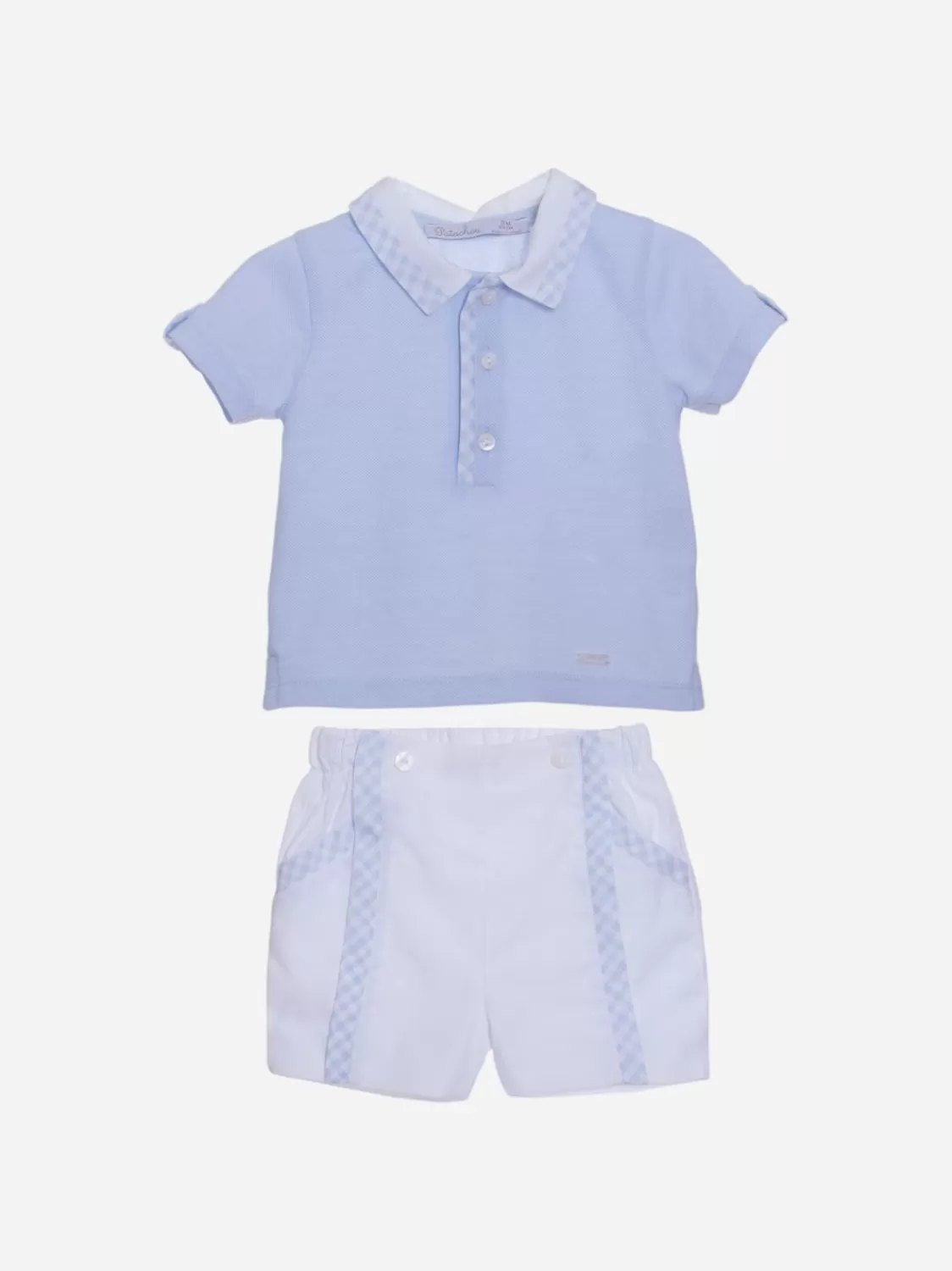 Baby Patachou Blauwe Babyjongenset Met Geruite Details