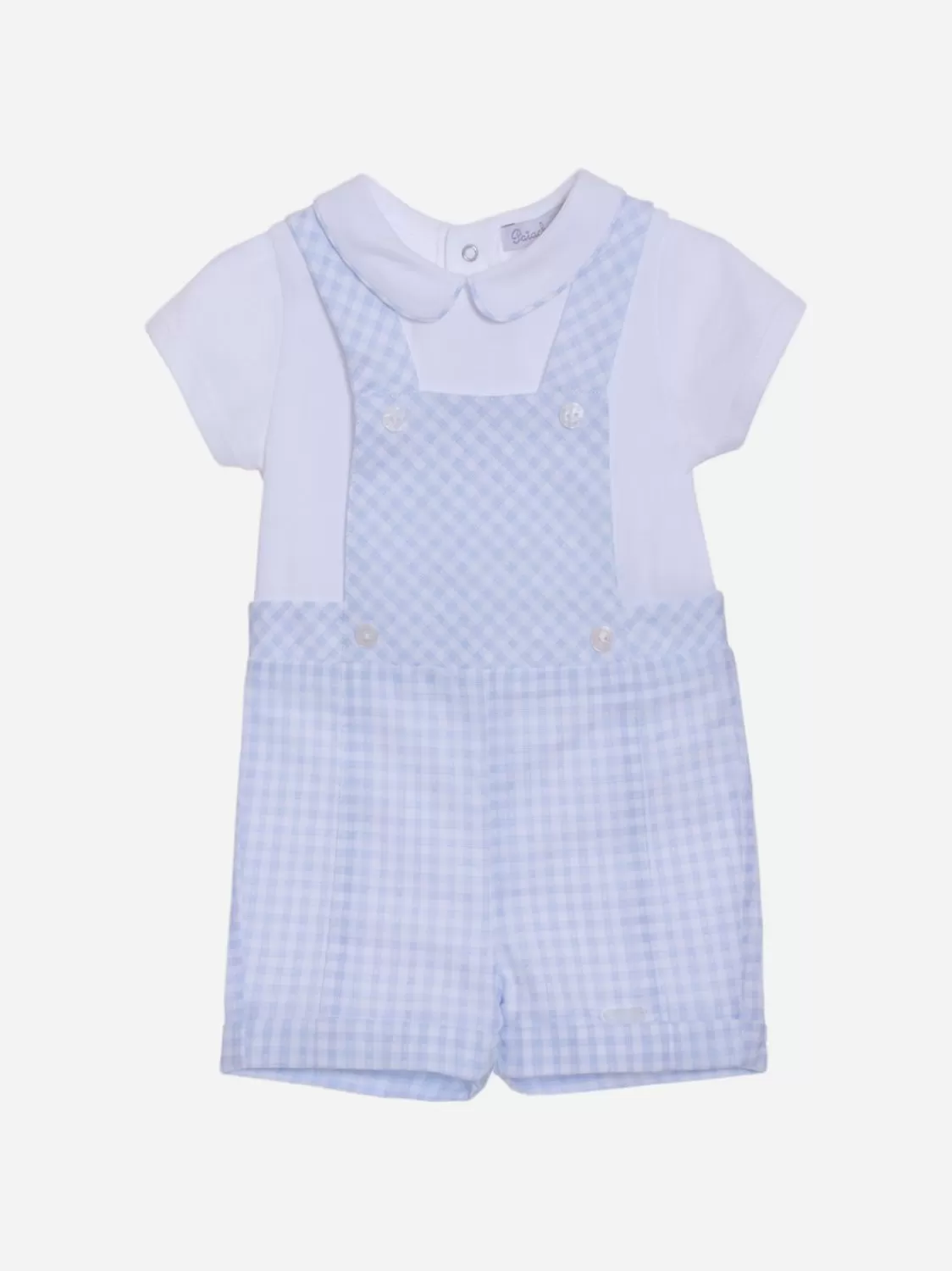 Baby Patachou Blauwe Jumpsuit Voor Babyjongens Met Geruite Details