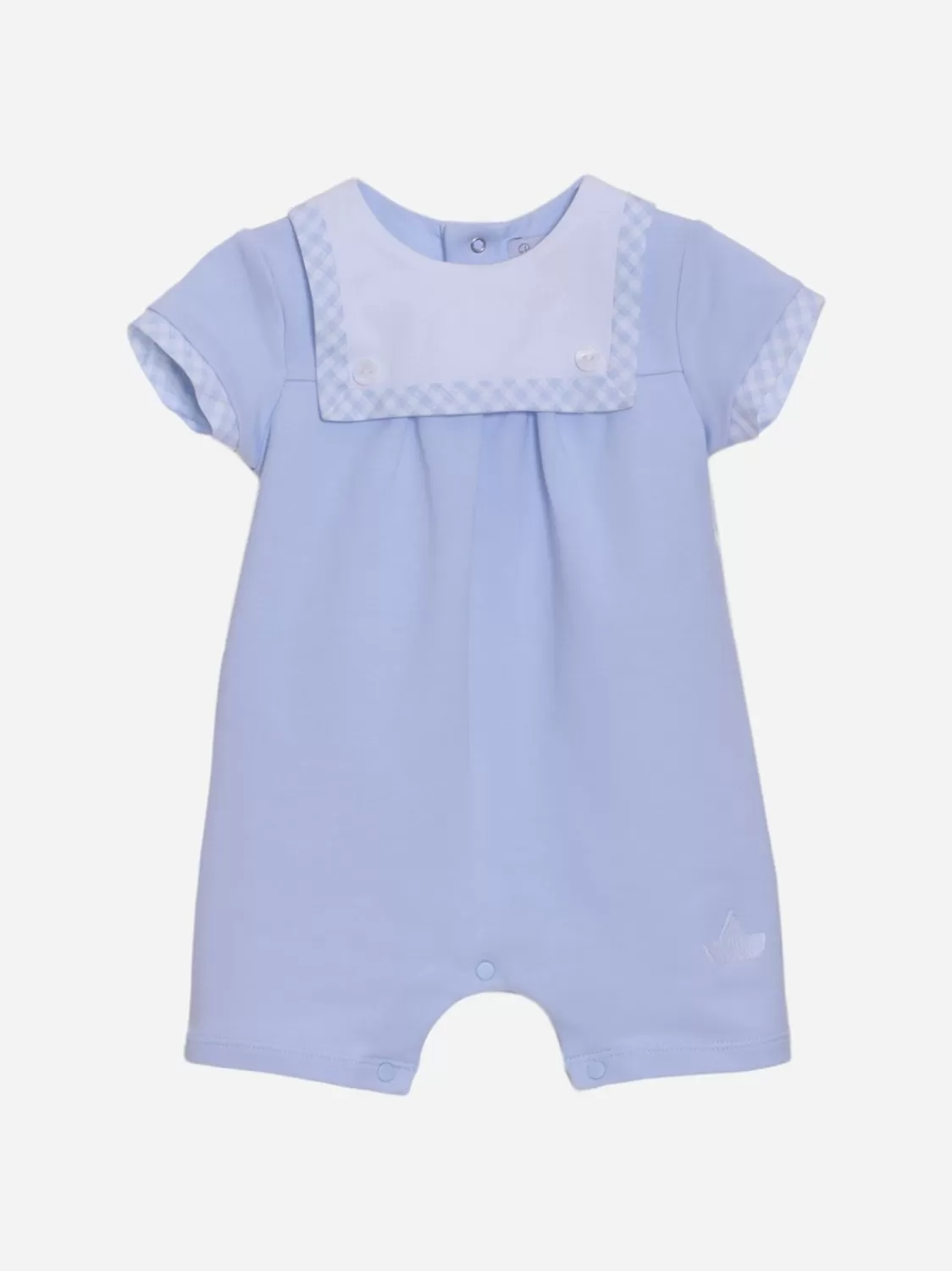 Baby Patachou Blauwe Jumpsuit Voor Babyjongens Met Geruite Details