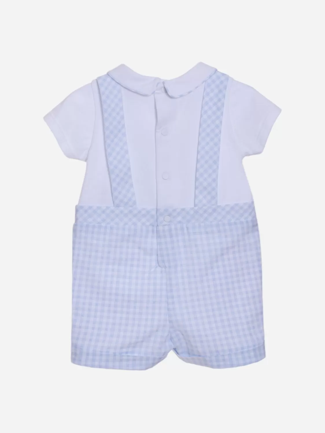 Baby Patachou Blauwe Jumpsuit Voor Babyjongens Met Geruite Details
