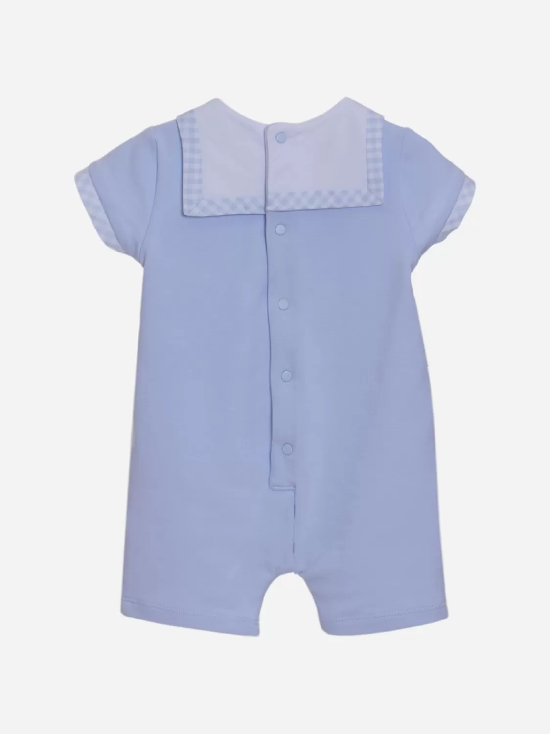 Baby Patachou Blauwe Jumpsuit Voor Babyjongens Met Geruite Details