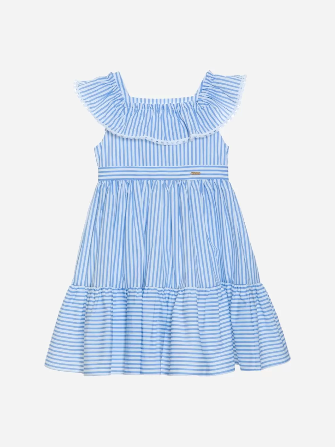 Meisje Patachou Blauwe Jurk Met Gestreept Patroon
