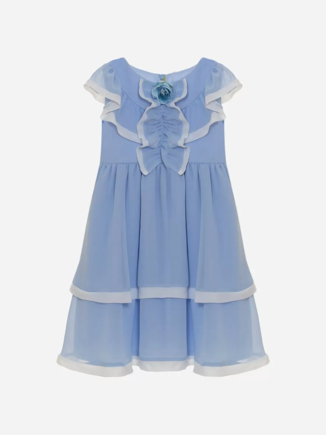 Meisje Patachou Blauwe Meisjesjurk Versierd Met Een Roos