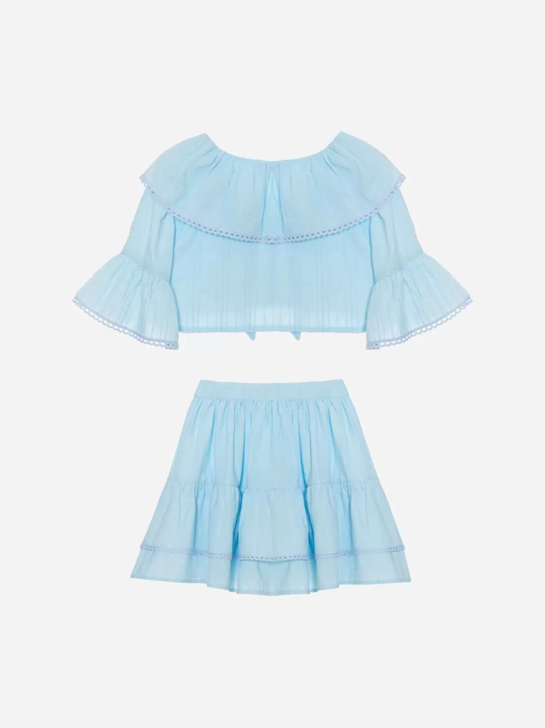 Meisje Patachou Blauwe Popeline Set