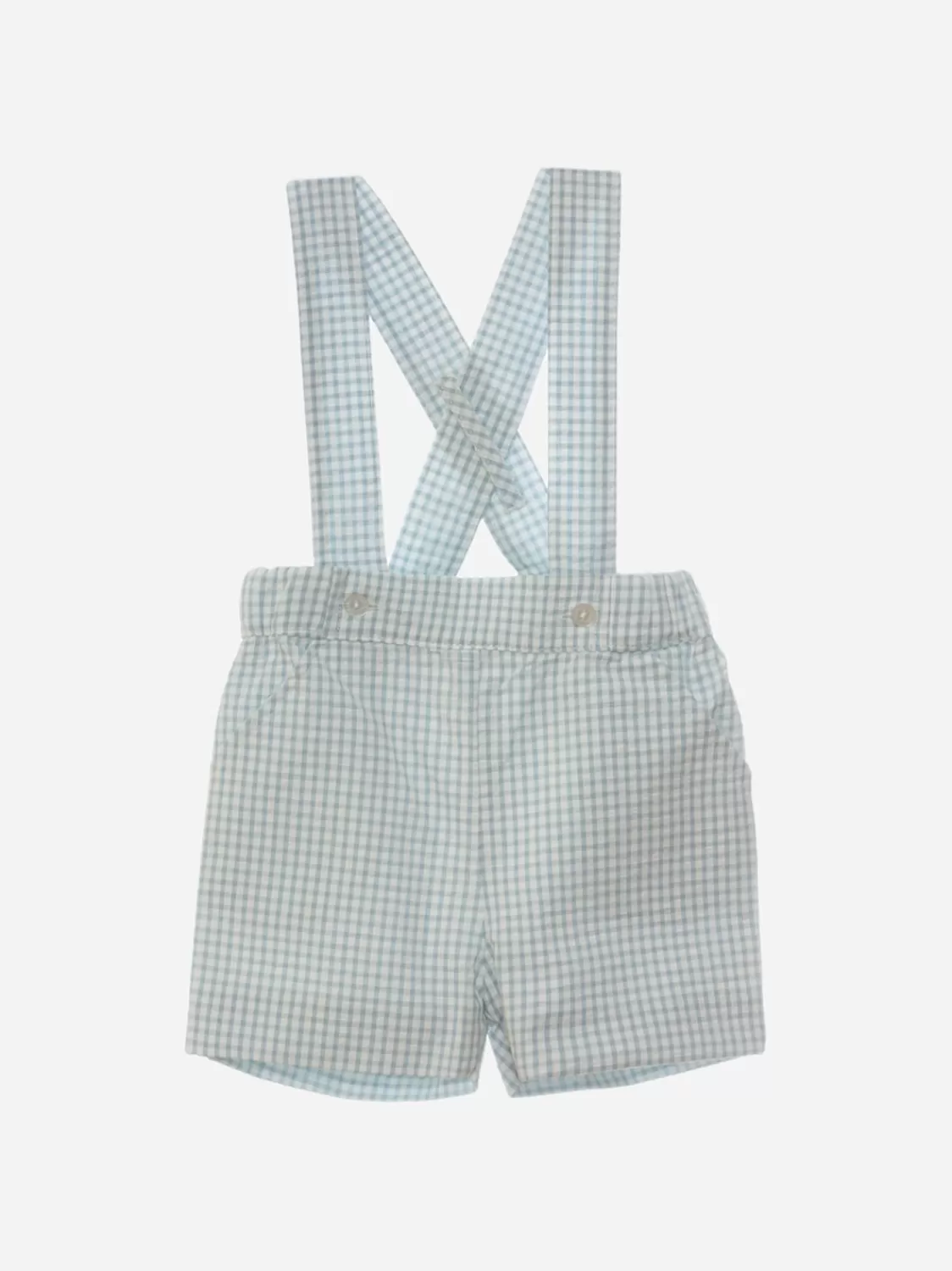 Baby Patachou Blauwe Seersucker Geruite Overall Short