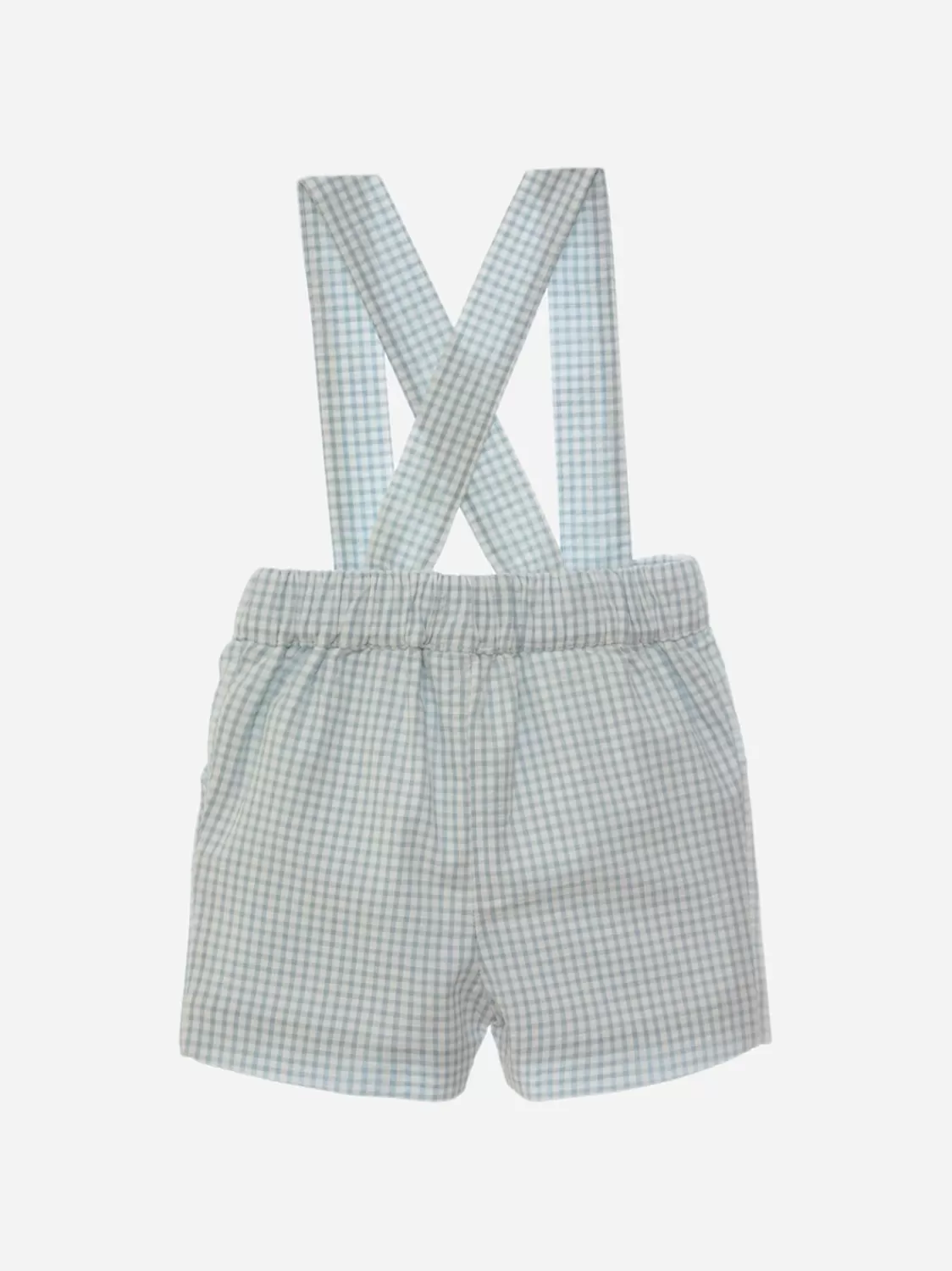Baby Patachou Blauwe Seersucker Geruite Overall Short