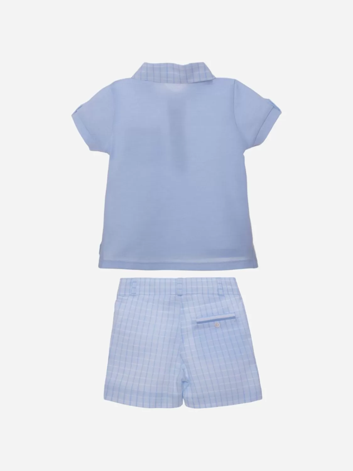 Baby Patachou Blauwe Set Met Geruit Patroon