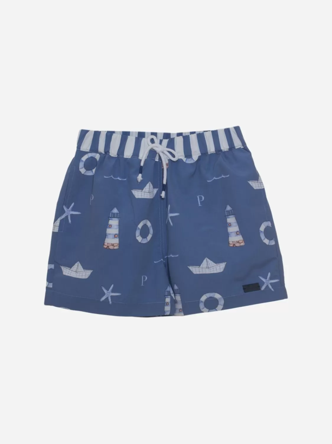 Baby Patachou Blauwe Zwemshort Met Matrozenprint
