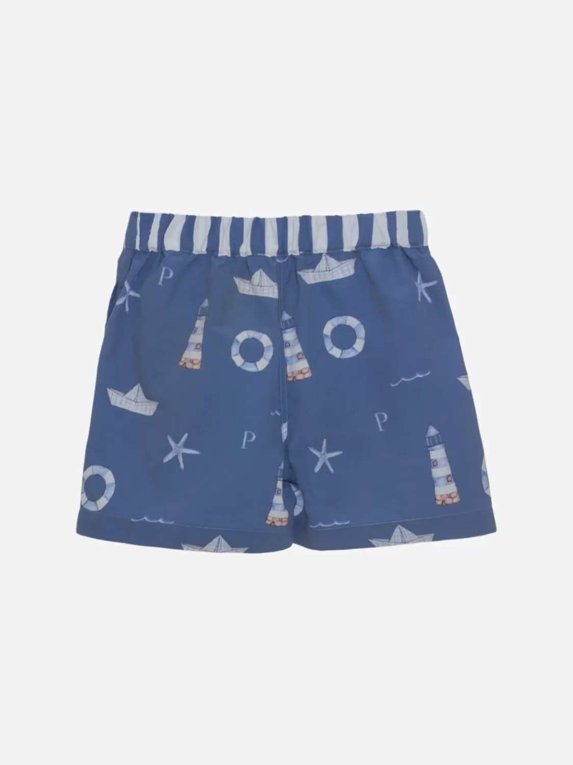Baby Patachou Blauwe Zwemshort Met Matrozenprint
