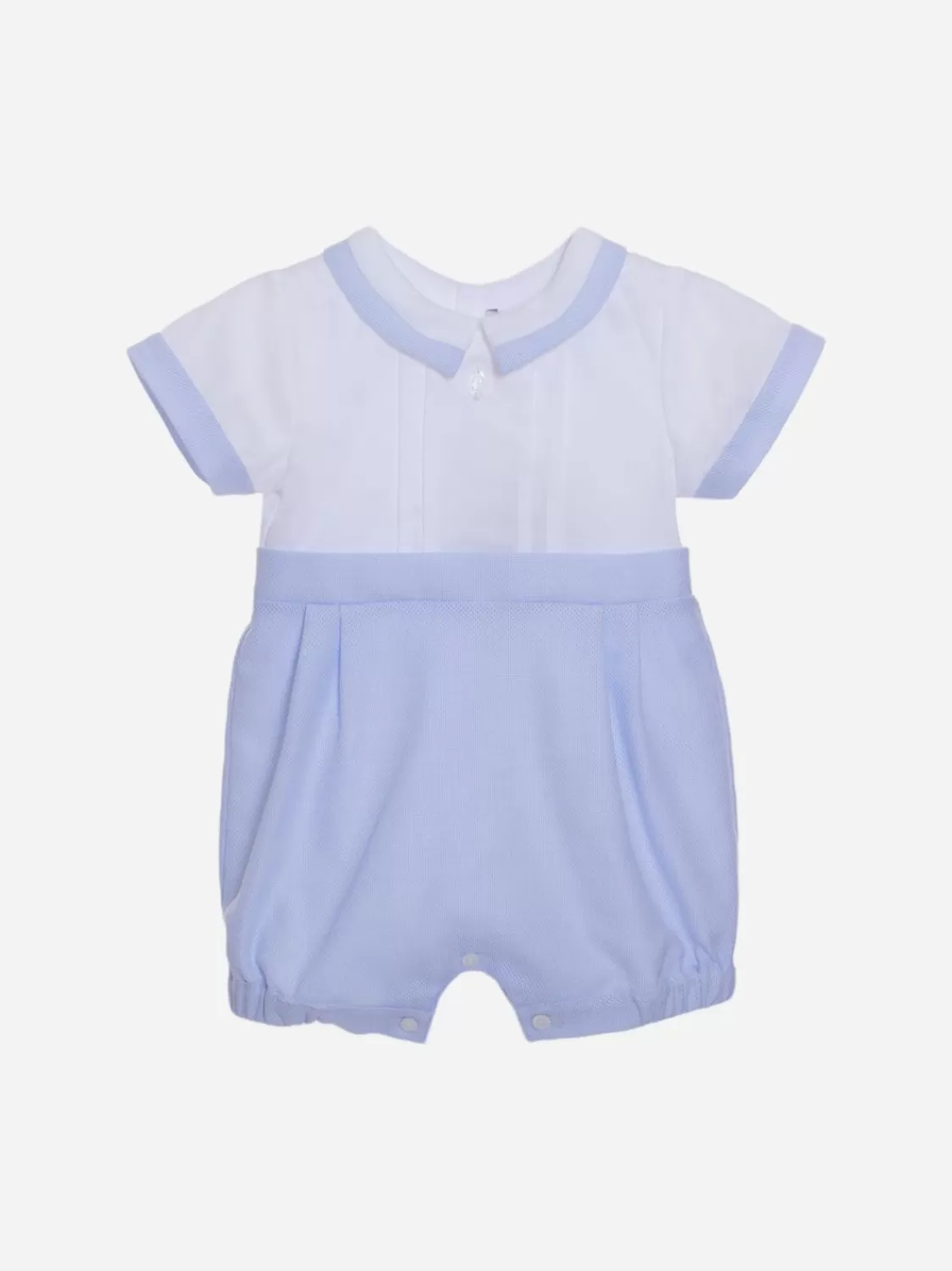 Baby Patachou Blauw-Witte Romper Voor Babyjongens In Piquet En Satijn