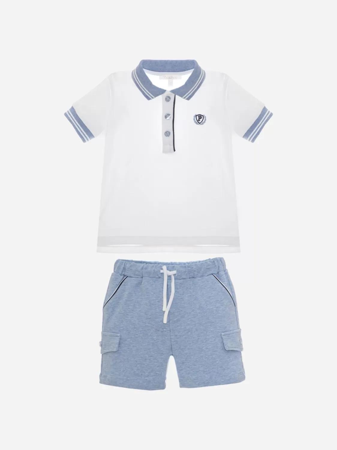 Baby Patachou Bleke Melange Blauwe Set