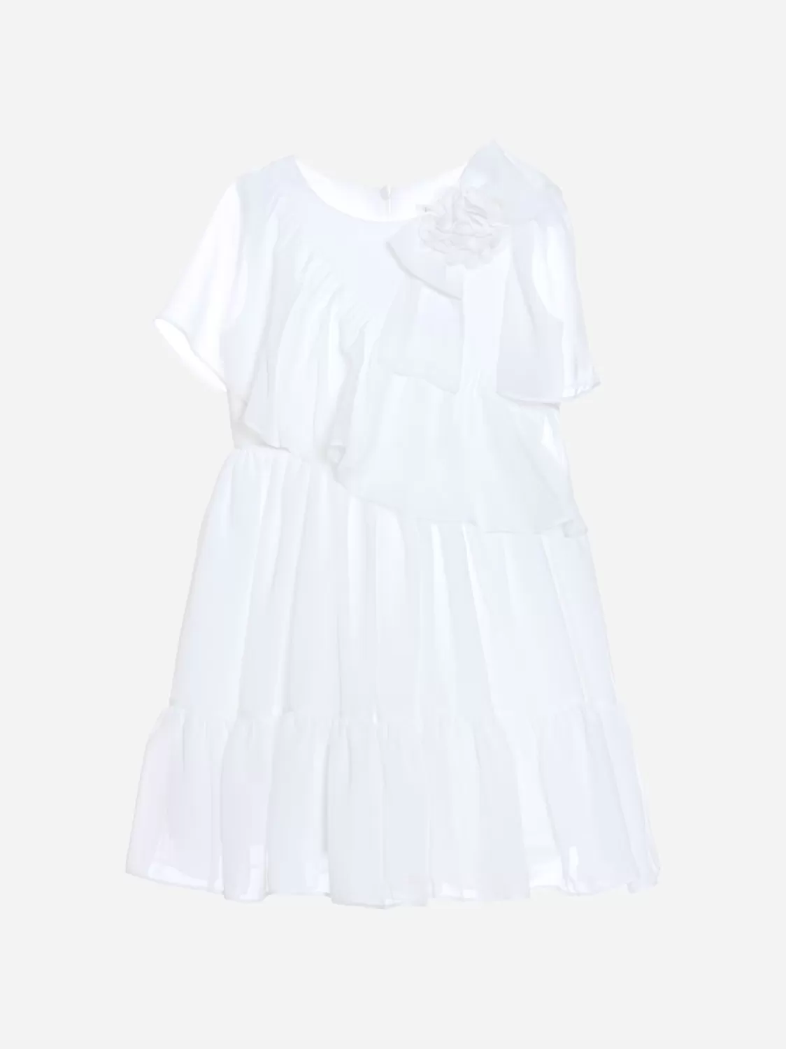 Meisje Patachou Ecru Chiffon Jurk Met Bloemen