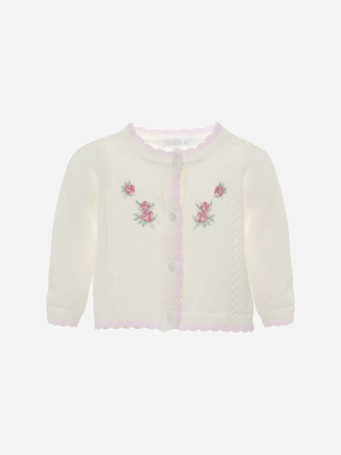 Baby Patachou Ecru Gebreide Vest Met Bloemen