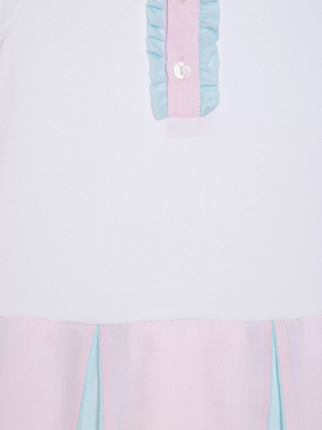 Baby Patachou Ecru Jurk Met Korte Mouwen En Roze En Zeegroene Details