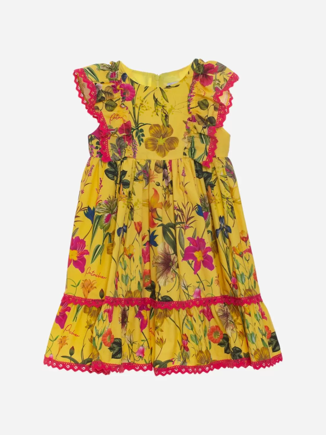 Meisje Patachou Exclusieve Botanische Gele Printjurk Voor Kinderen