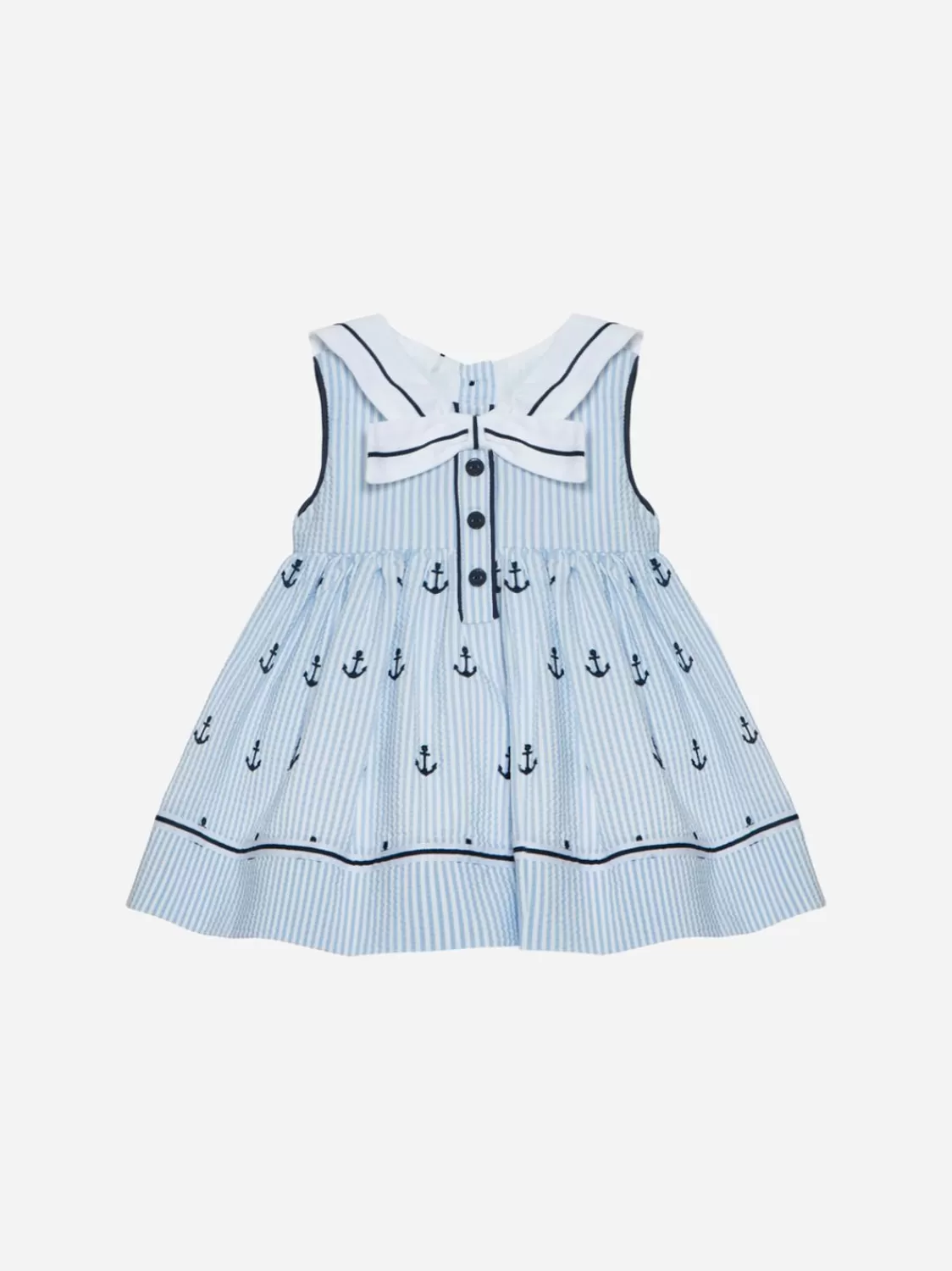 Baby Patachou Geborduurde Blauwe Strepen Jurk