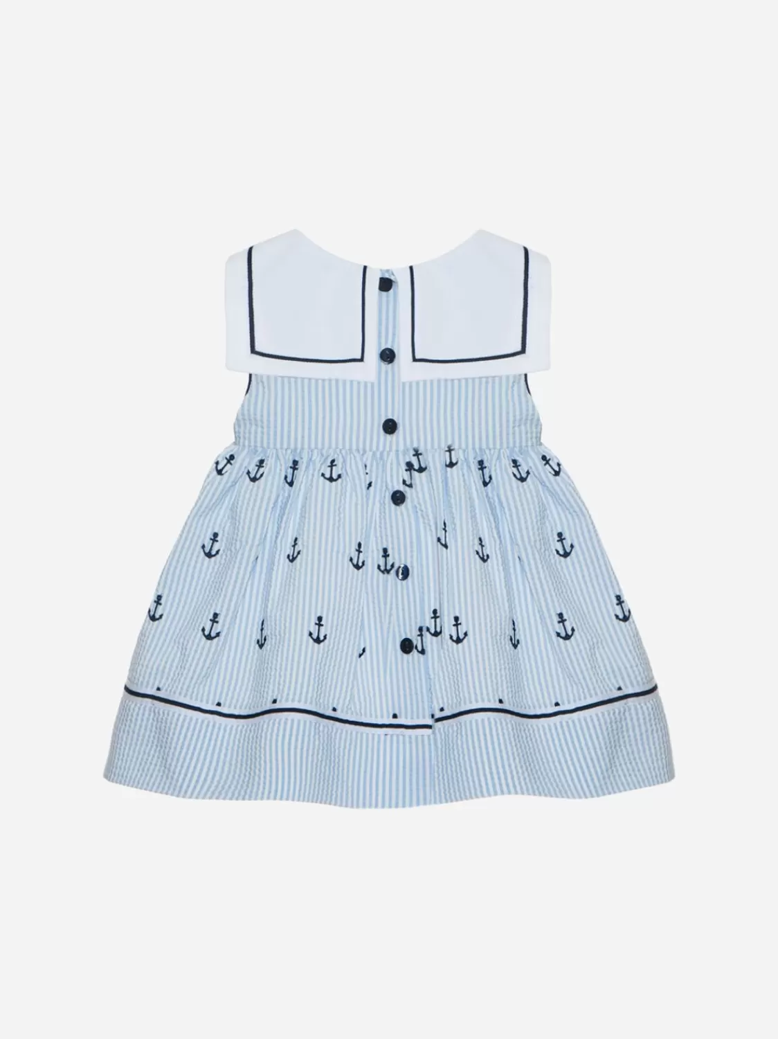 Baby Patachou Geborduurde Blauwe Strepen Jurk