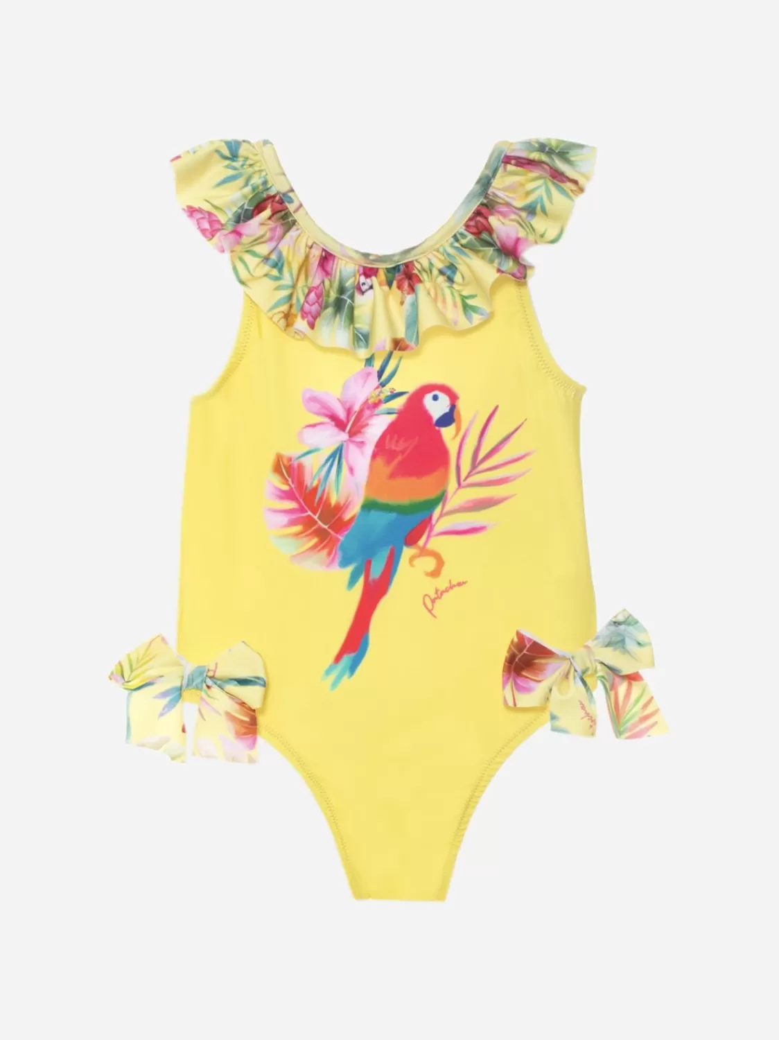 Baby Patachou Geel Badpak Met Tropische Print