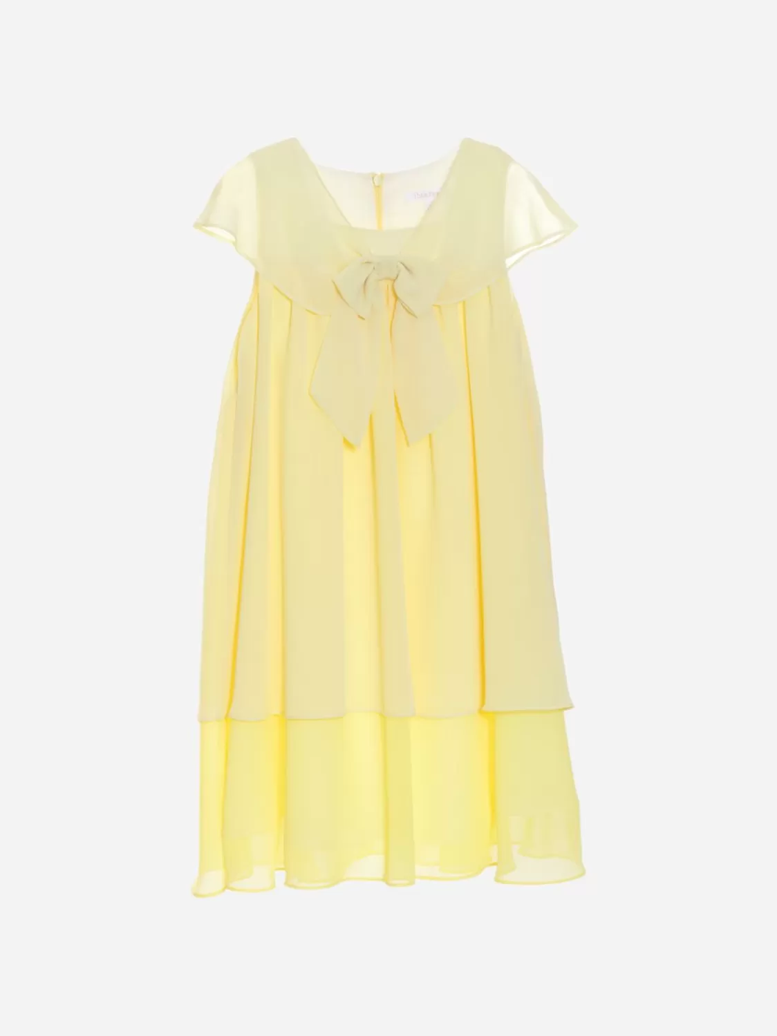 Meisje Patachou Gele Chiffonjurk Versierd Met Strik