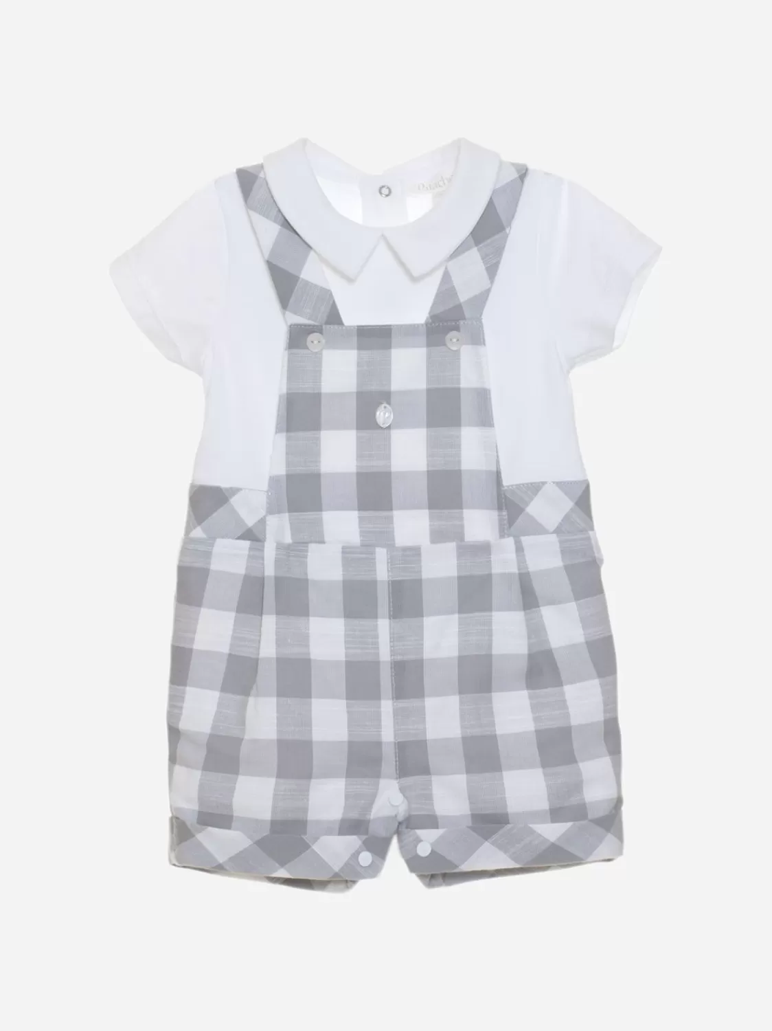 Baby Patachou Grijze Jersey En Linnen Romper