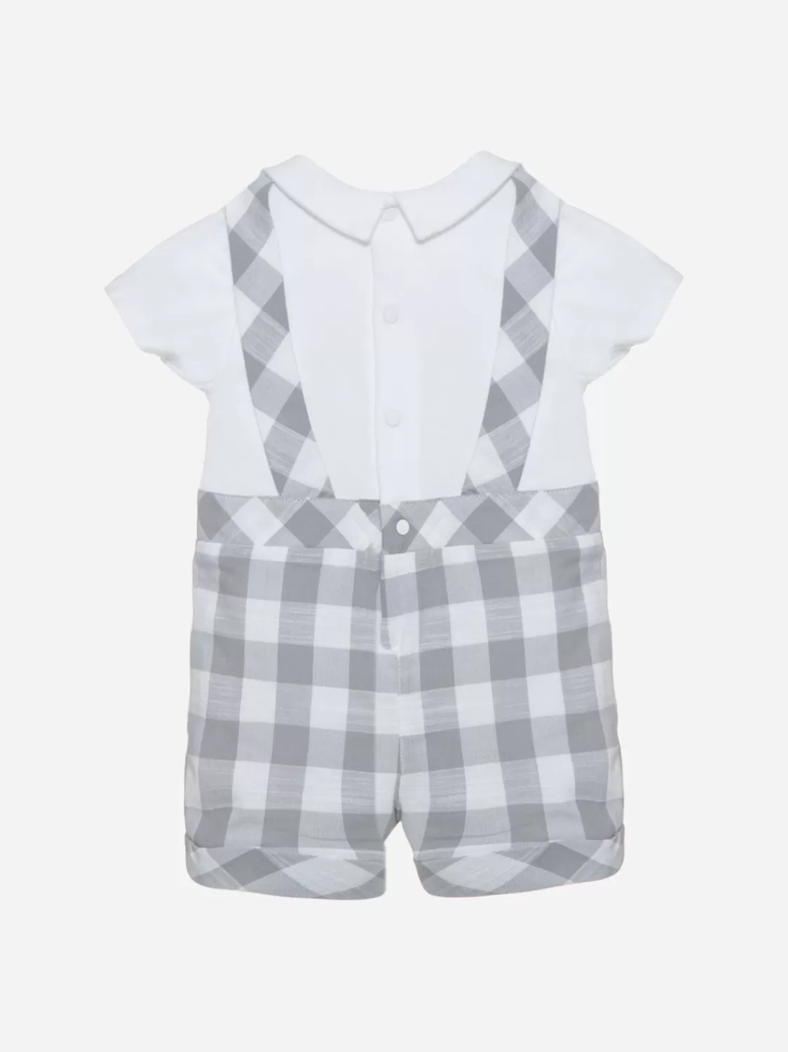 Baby Patachou Grijze Jersey En Linnen Romper