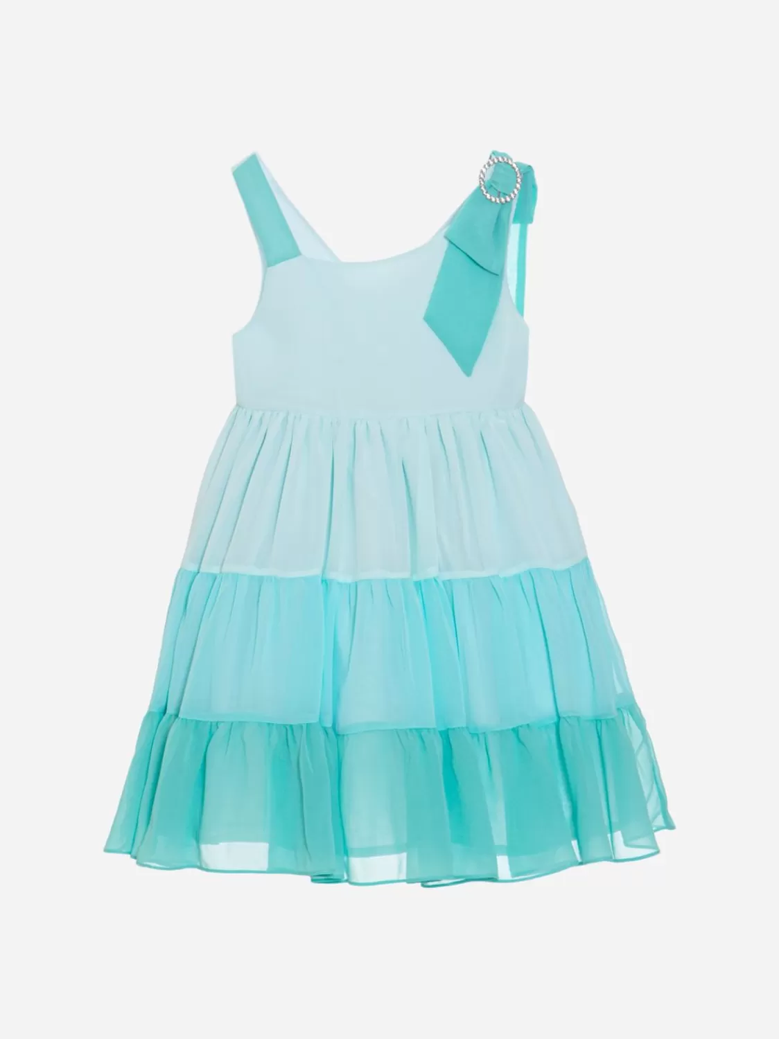 Meisje Patachou Groene Chiffonjurk Met Strik