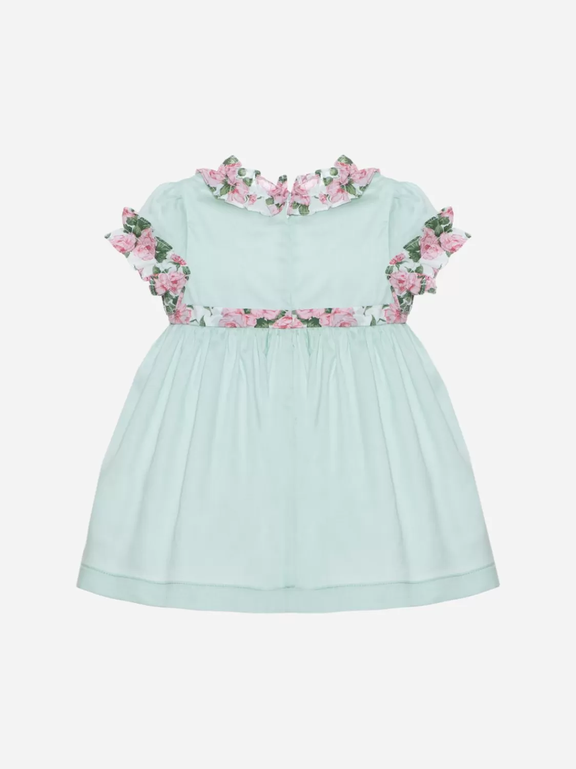 Baby Patachou Groene Waterjurk Gemaakt Van Voile Met Ruches In Liberty-Print