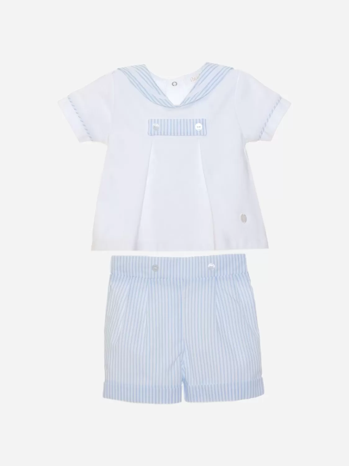 Baby Patachou Jongens Blauw En Wit Gestreepte Set