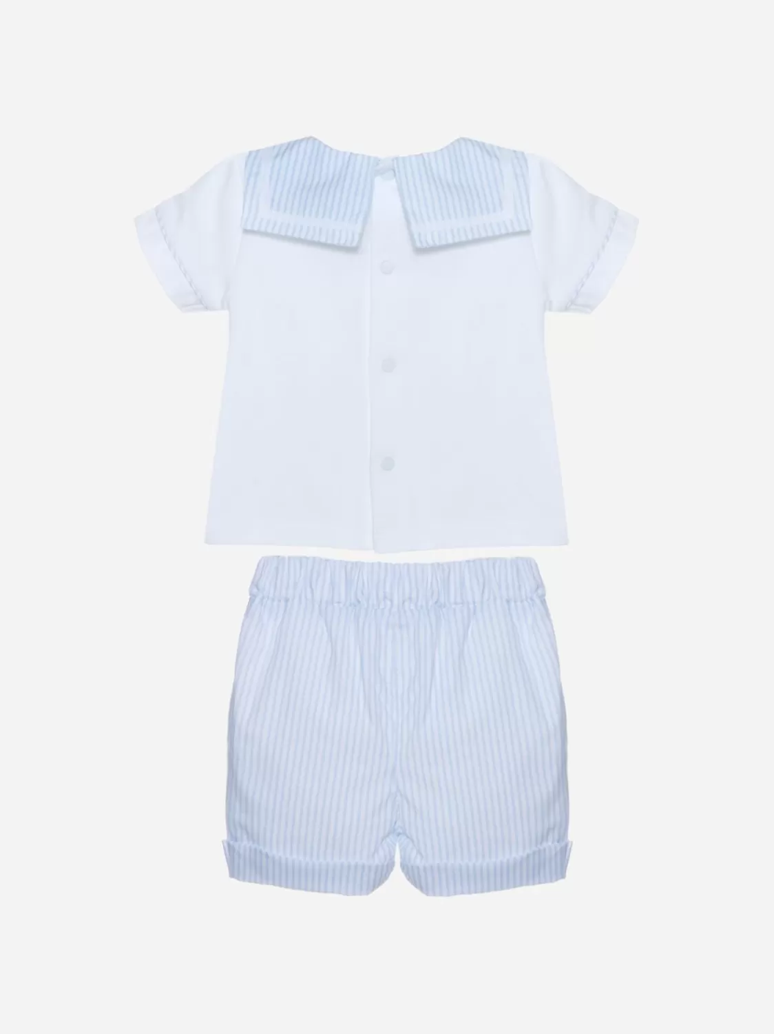Baby Patachou Jongens Blauw En Wit Gestreepte Set