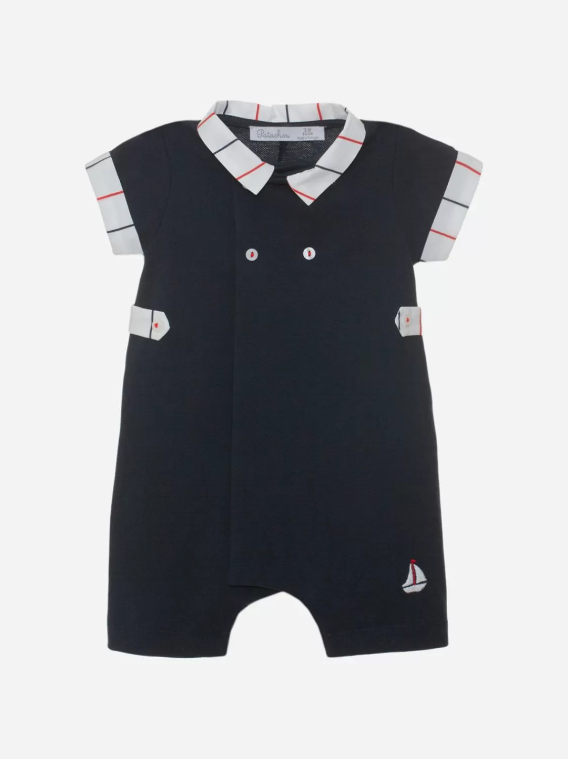 Baby Patachou Jumpsuit Voor Babyjongens In Marineblauwe Piquestof