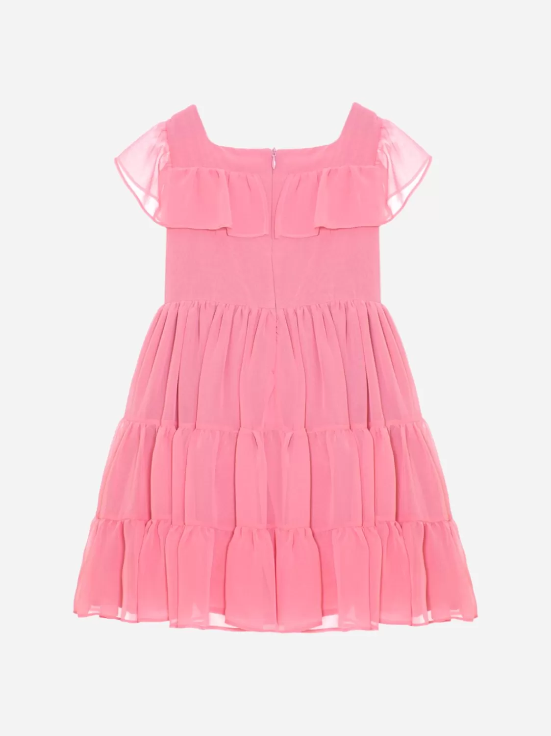 Meisje Patachou Koraalkleurige Chiffonjurk Met Strik
