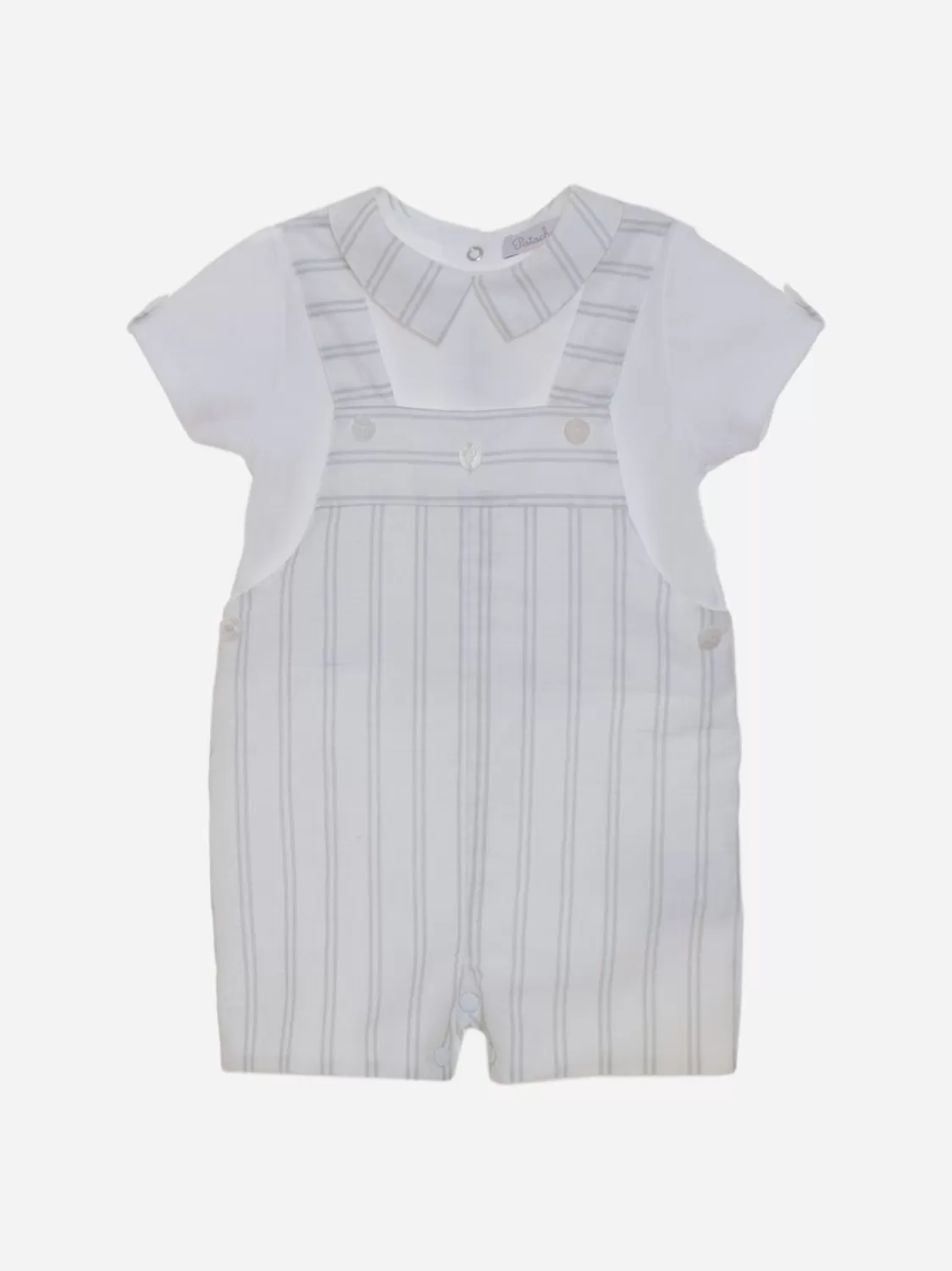Baby Patachou Lichtgrijs Gestreepte Babyjongen Romper