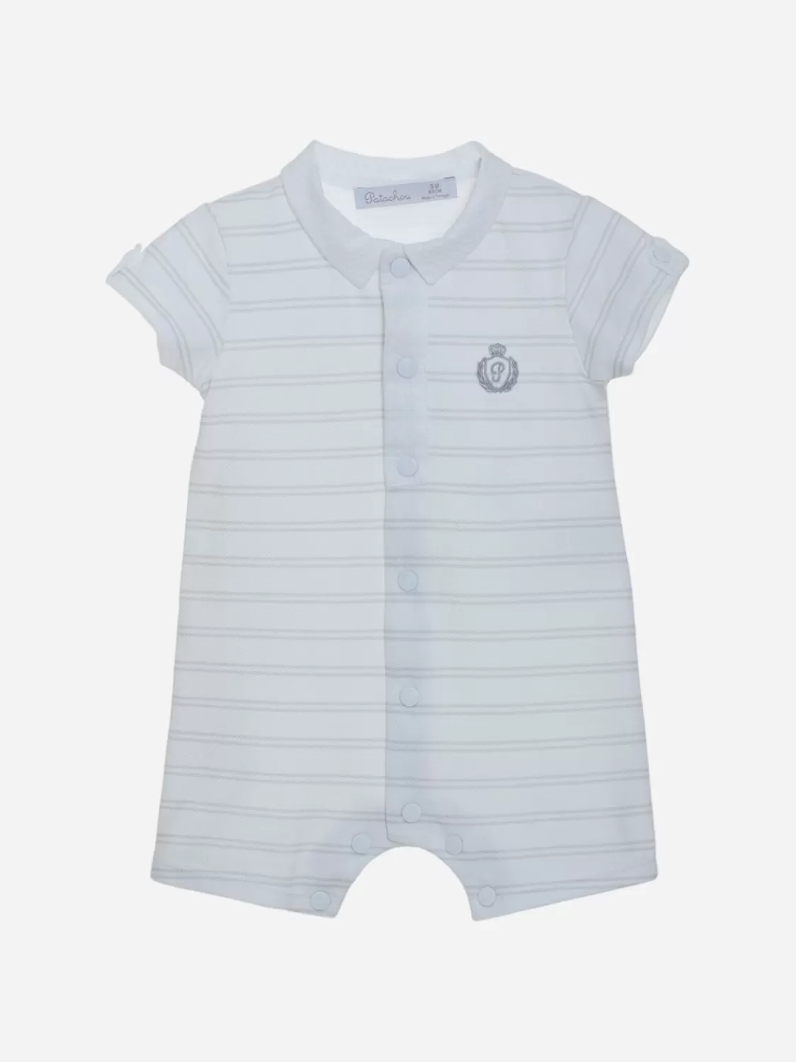 Baby Patachou Lichtgrijs Gestreepte Babyjongen Romper