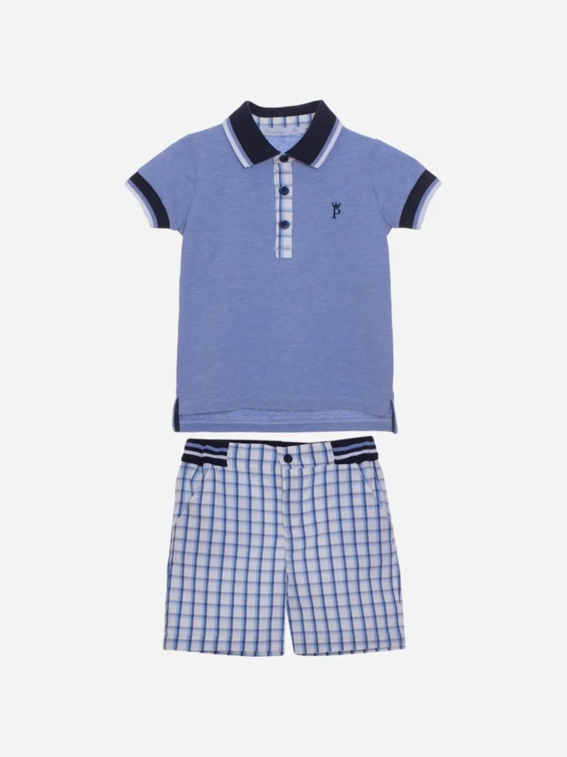 Baby Patachou Marineblauw Poloshirt En Korte Broek