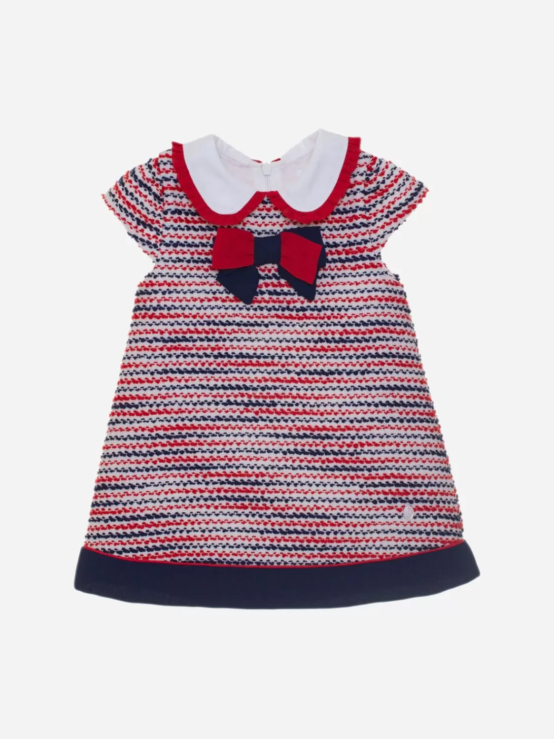 Baby Patachou Marineblauwe En Rode Jurk Gemaakt Van Jacquard