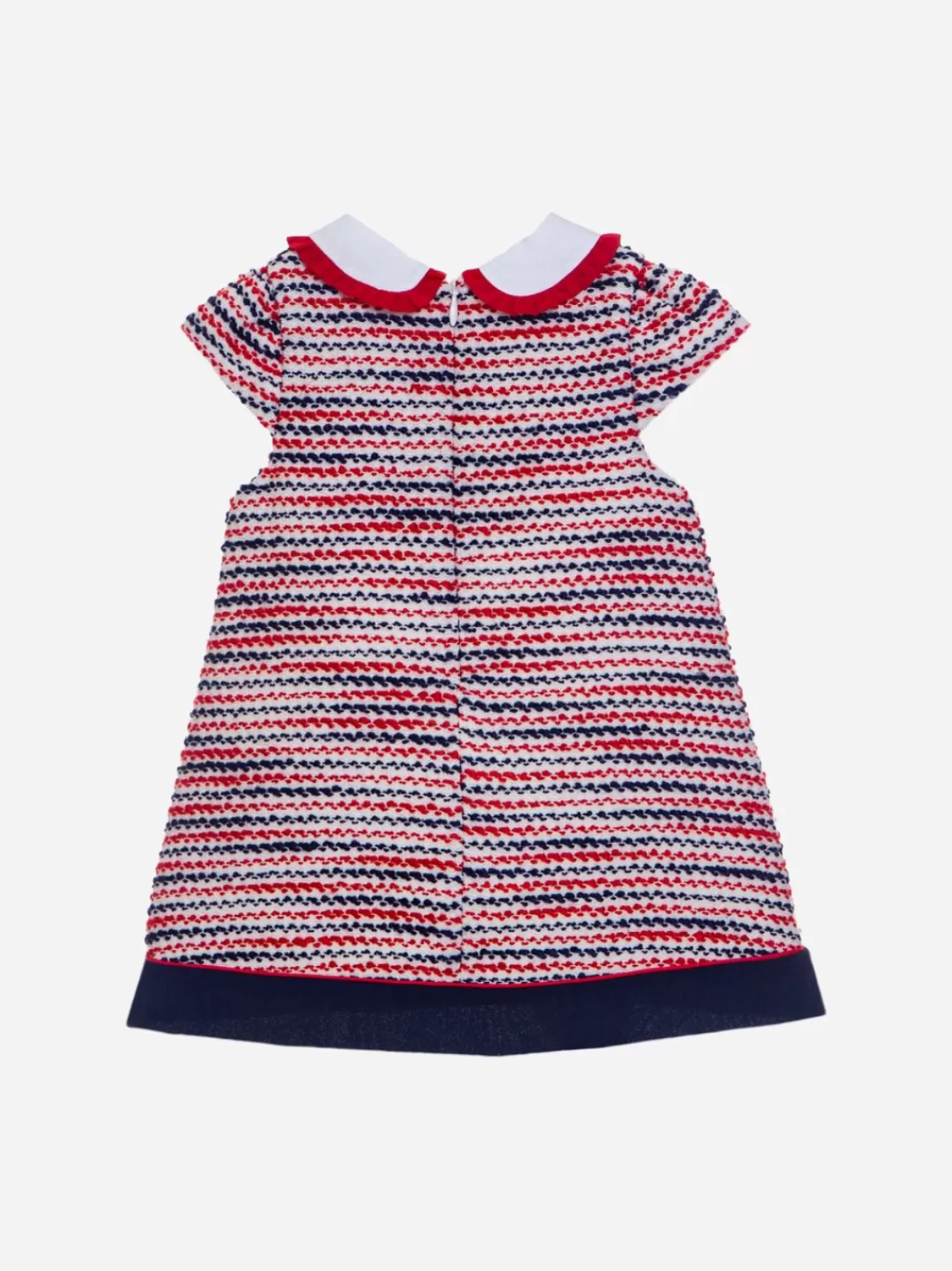 Baby Patachou Marineblauwe En Rode Jurk Gemaakt Van Jacquard