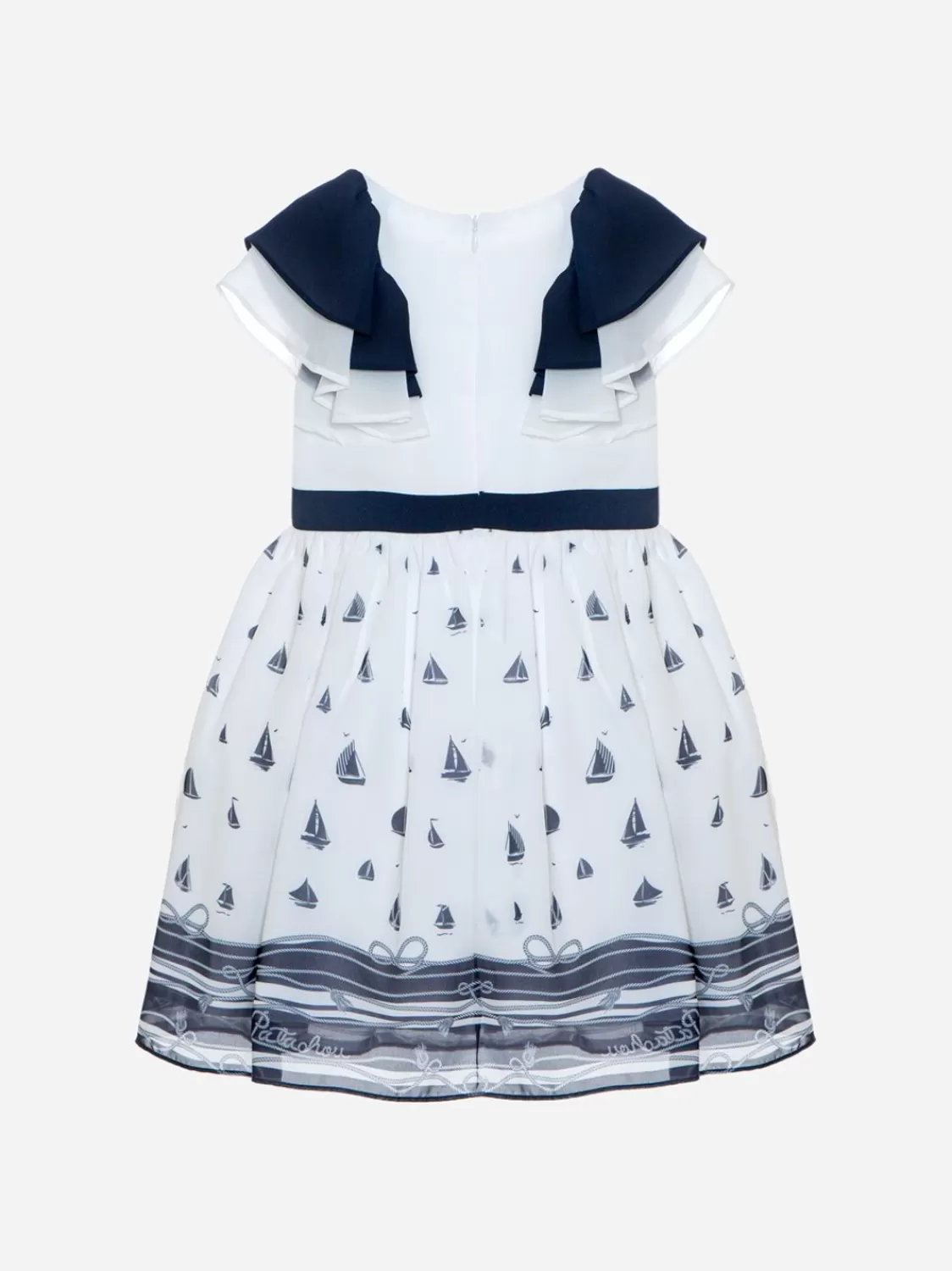 Meisje Patachou Marineblauwe En Witte Jurk Met Nautische Print
