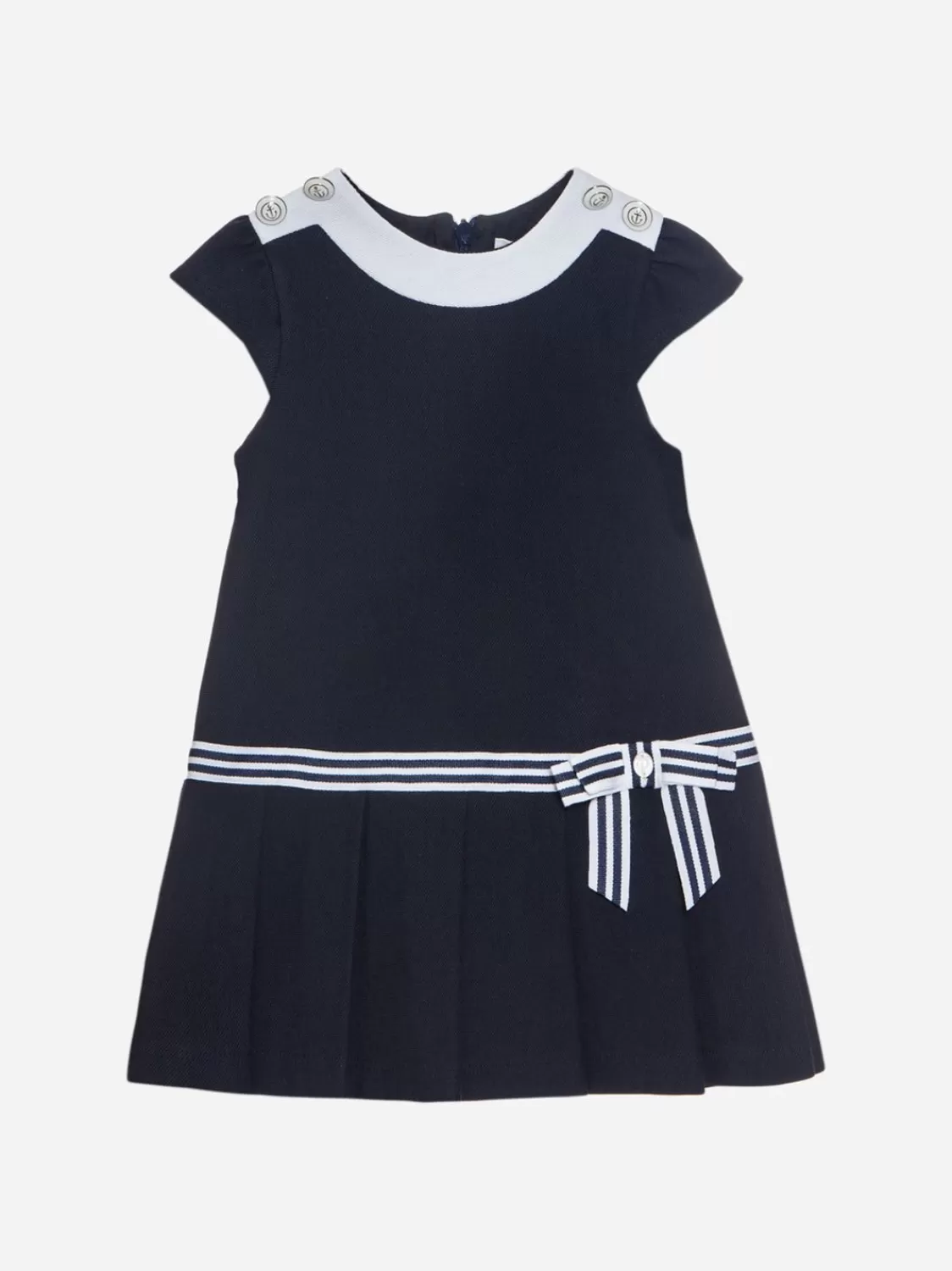Baby Patachou Marineblauwe Jurk Gemaakt Van Jersey Piquet