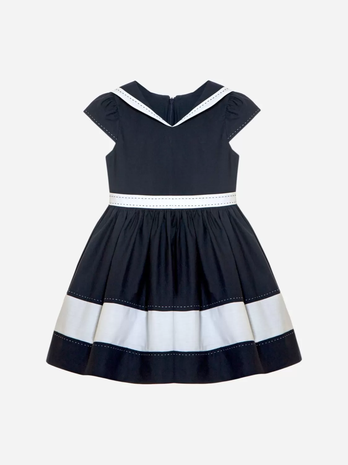 Meisje Patachou Marineblauwe Jurk Met Korte Mouwen