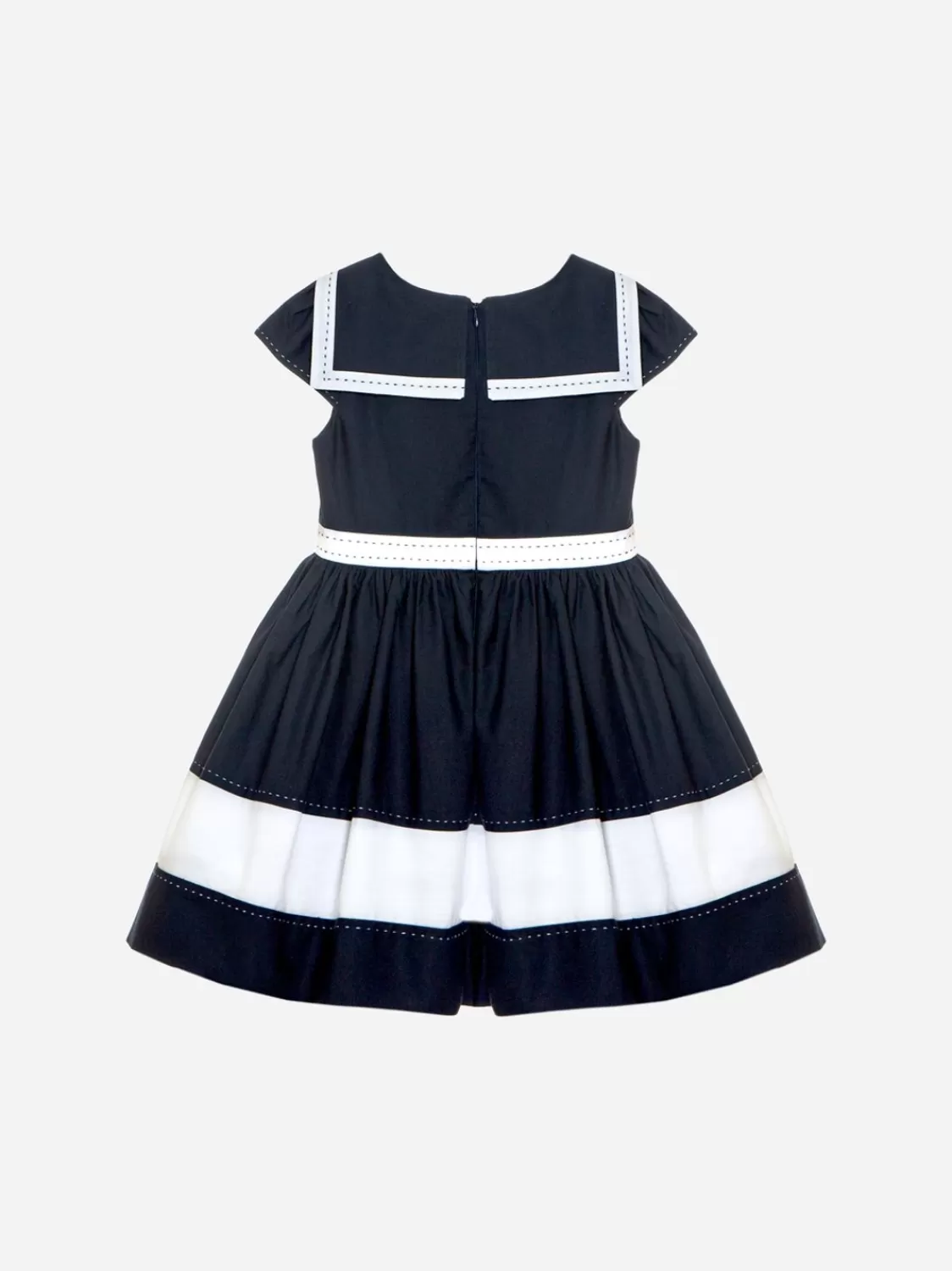 Meisje Patachou Marineblauwe Jurk Met Korte Mouwen