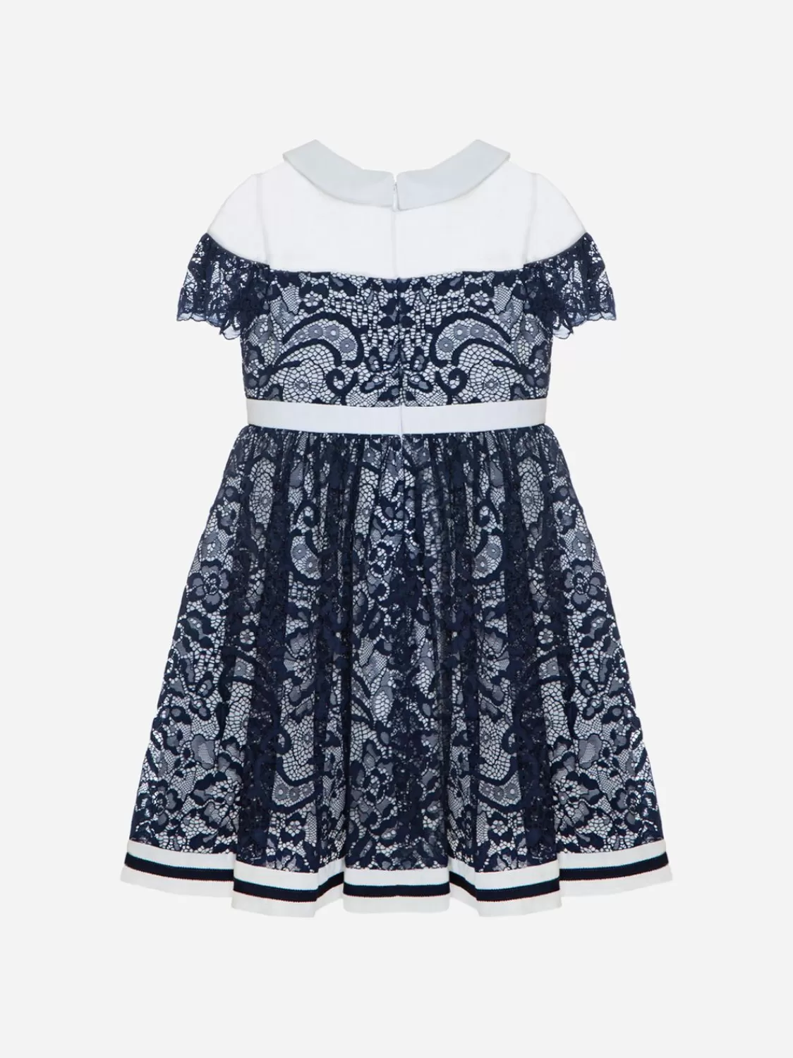 Meisje Patachou Marineblauwe Jurk Van Kant En Chiffon Voor Meisjes