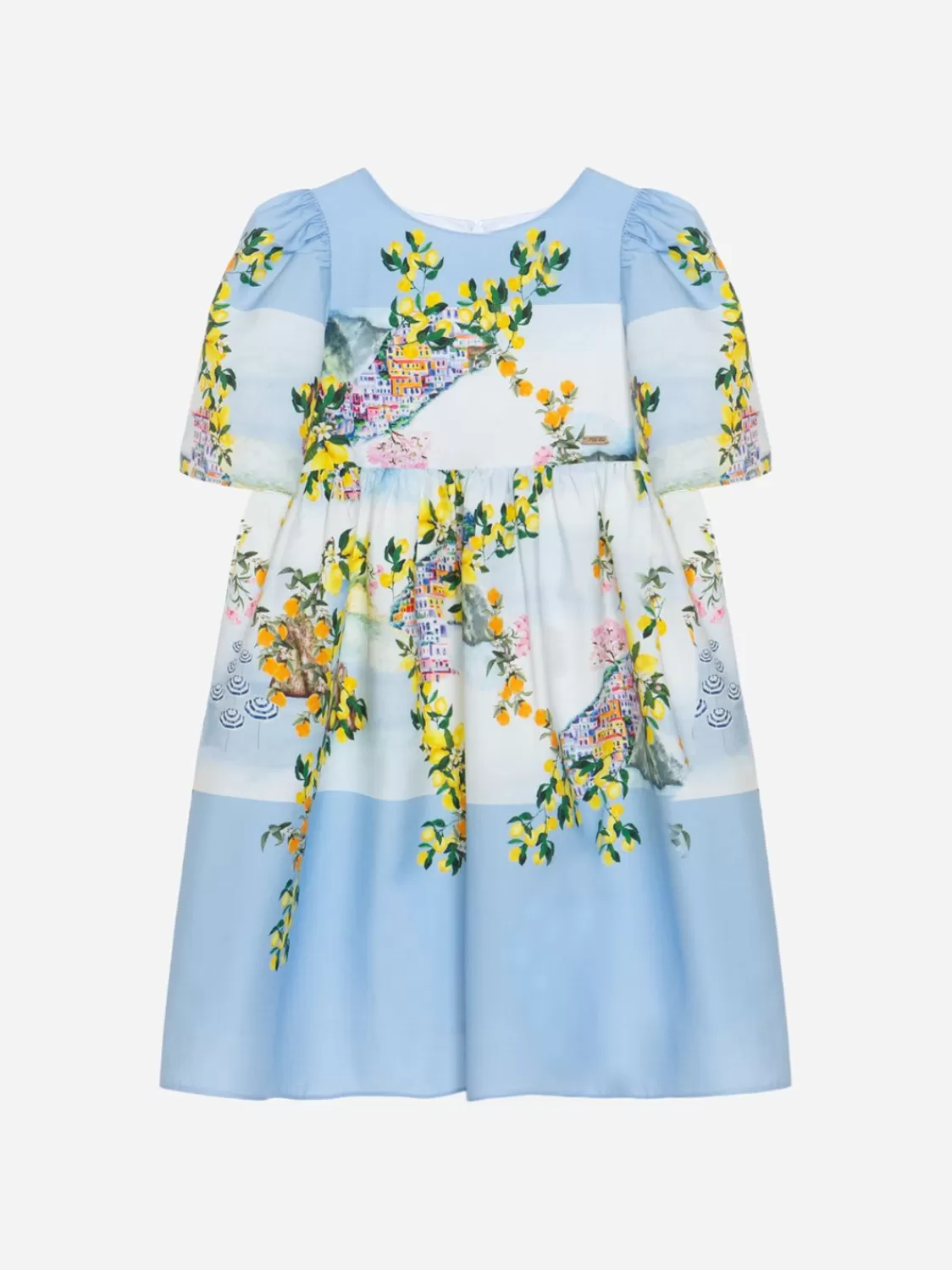 Meisje Patachou Meisjes Blauwe Jurk Met Fruitprint