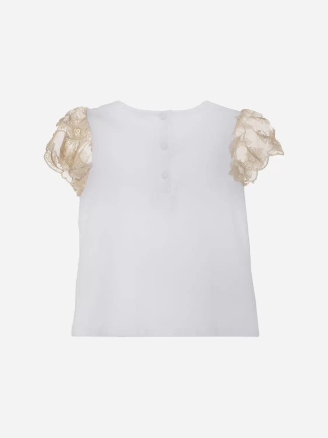Meisje Patachou Meisjes T-Shirt Met Mouwen Van Tule Geborduurd In Goud