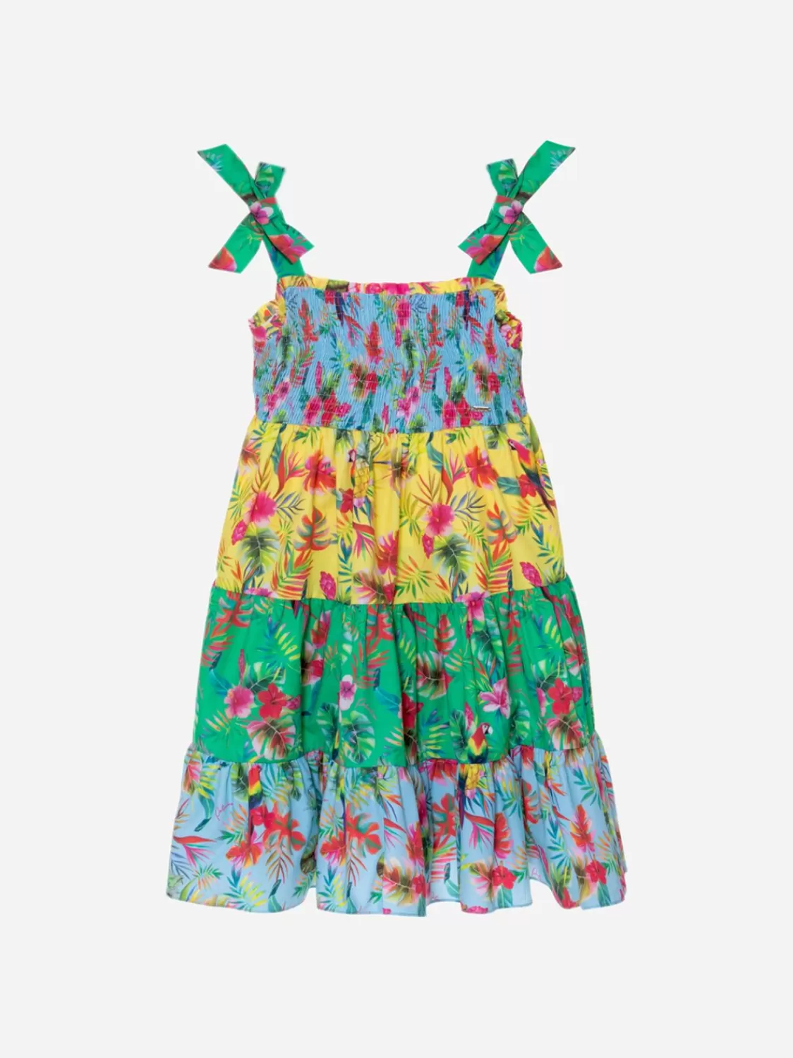 Baby Patachou Meisjes Veelkleurige Jurk Met Tropische Print