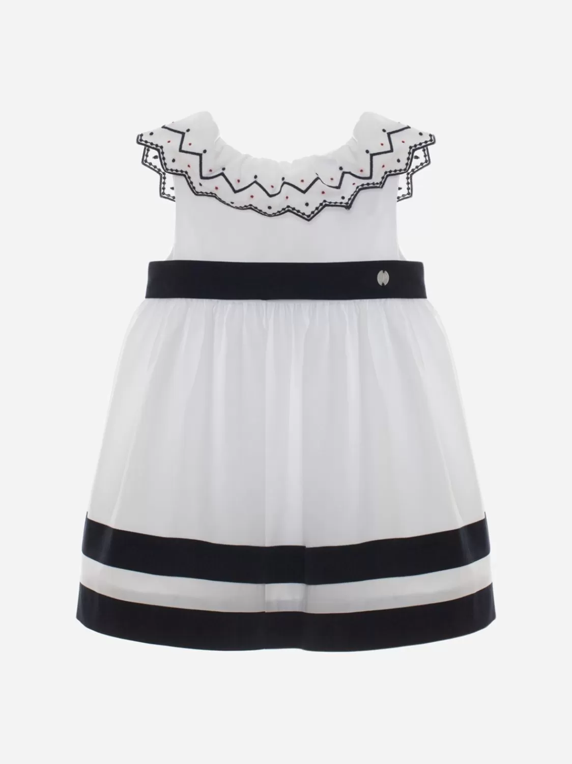 Baby Patachou Meisjes Witte En Marineblauwe Jurk
